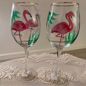Hand Painted Wine Glasses pair